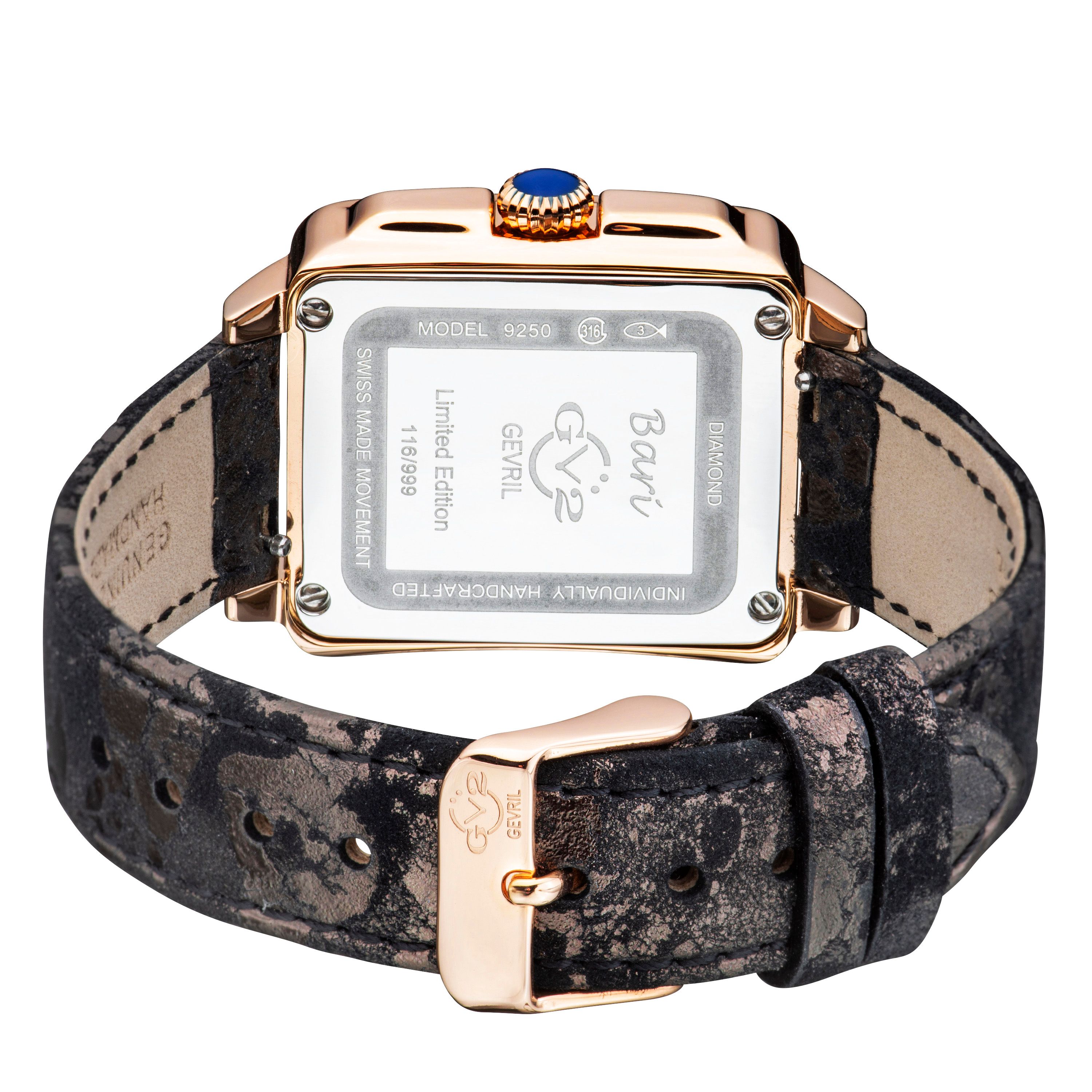 GV2 Bari Diamond 9250 Swiss Quartz Diamond Antireflective Sapphire Crystal 34 MM Watch