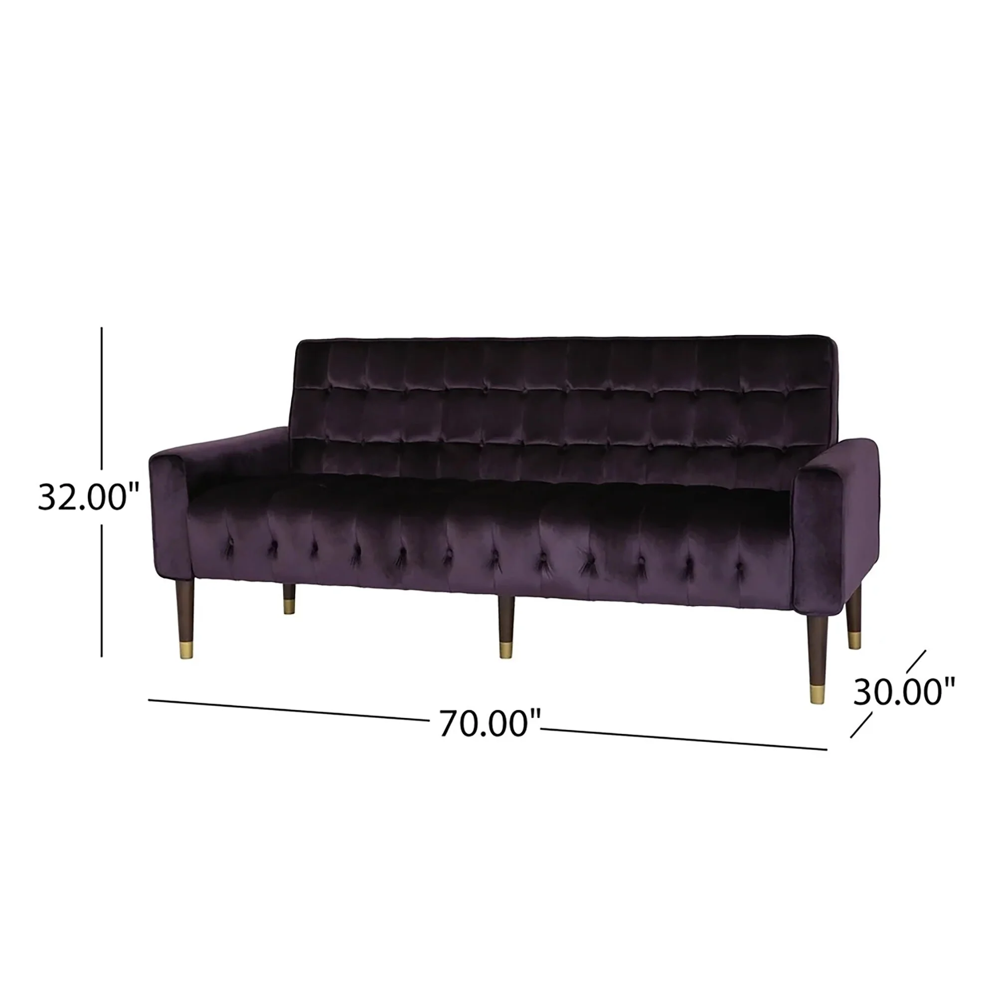 70 in Square Arms Velvet Straight Sofa
