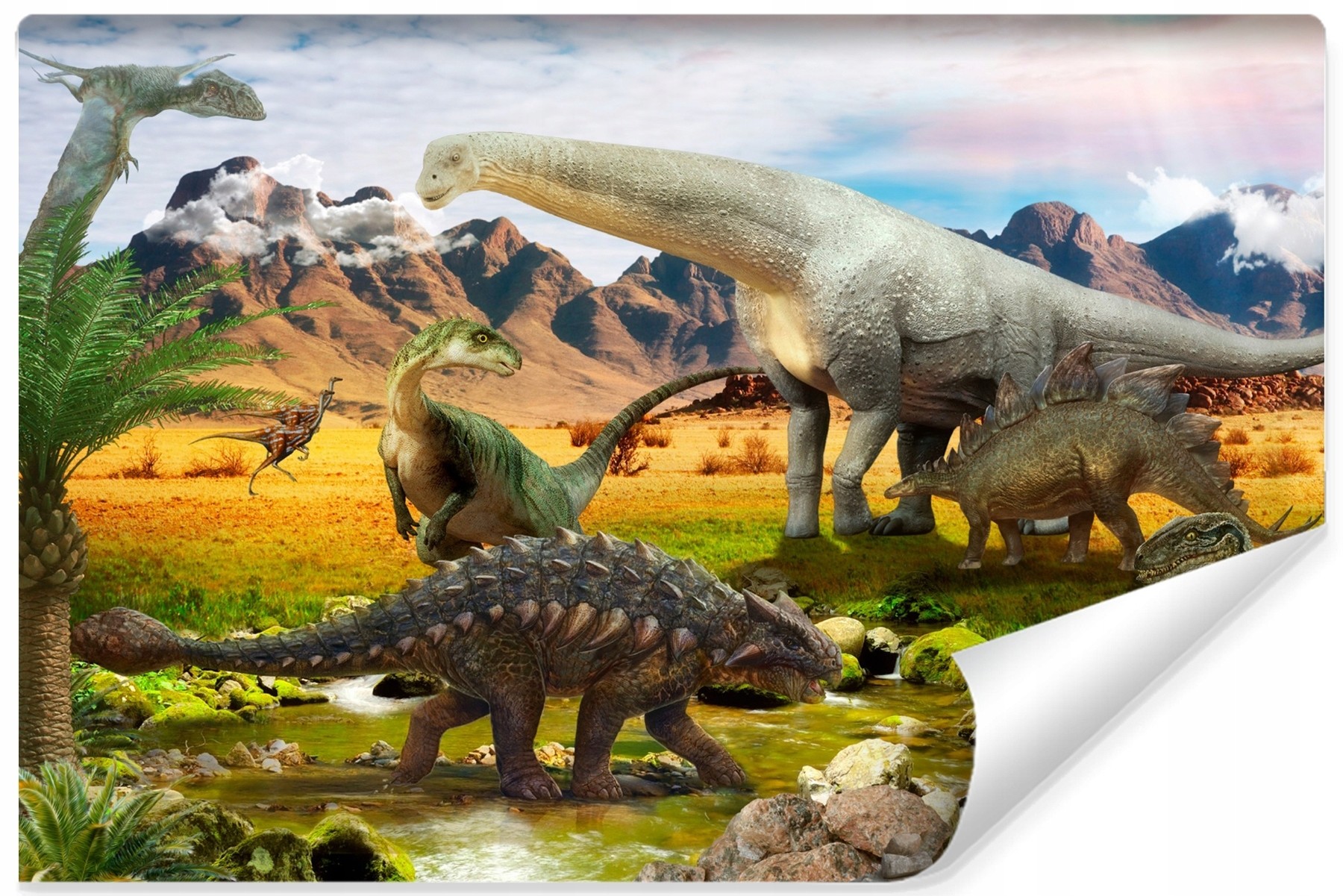 Fototapeta Dla Dzieci Dinozaury Krajobraz 3D 90x60cm