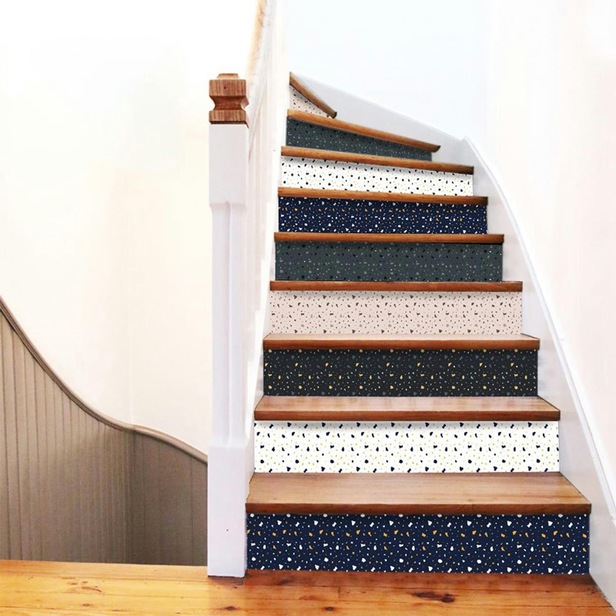 MIX TERRAZZO - Lot de 5 Contremarches MIX H 15xL100cm Multicolore Pierre