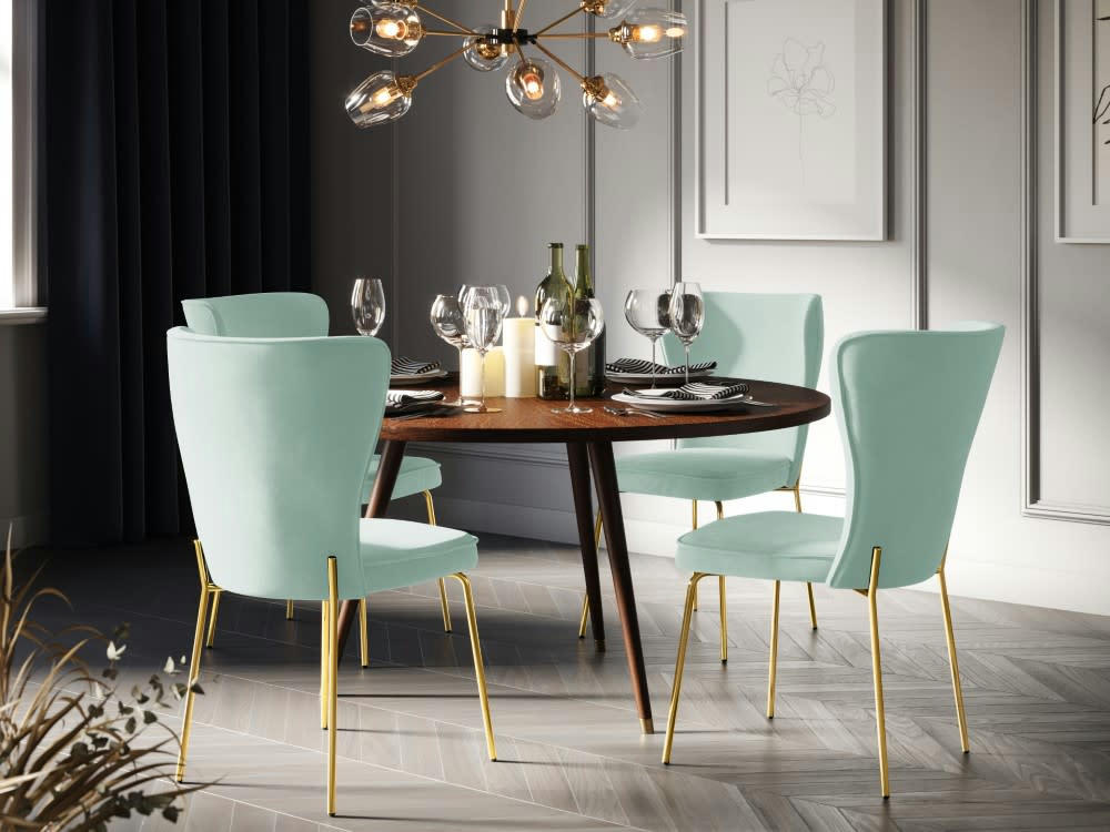 SILENE - Set de 2 chaises 1 place en velours men veloursthe