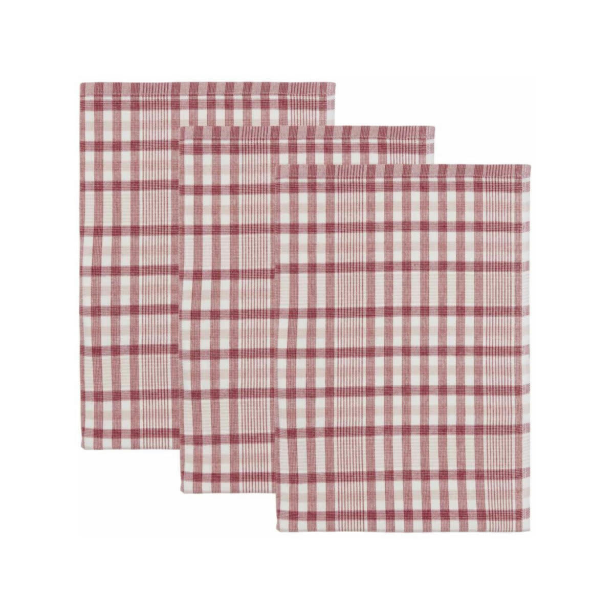 TEKSADA COUNTRY - Lot de 3 torchons une face éponge  cardinal 50x70 cm