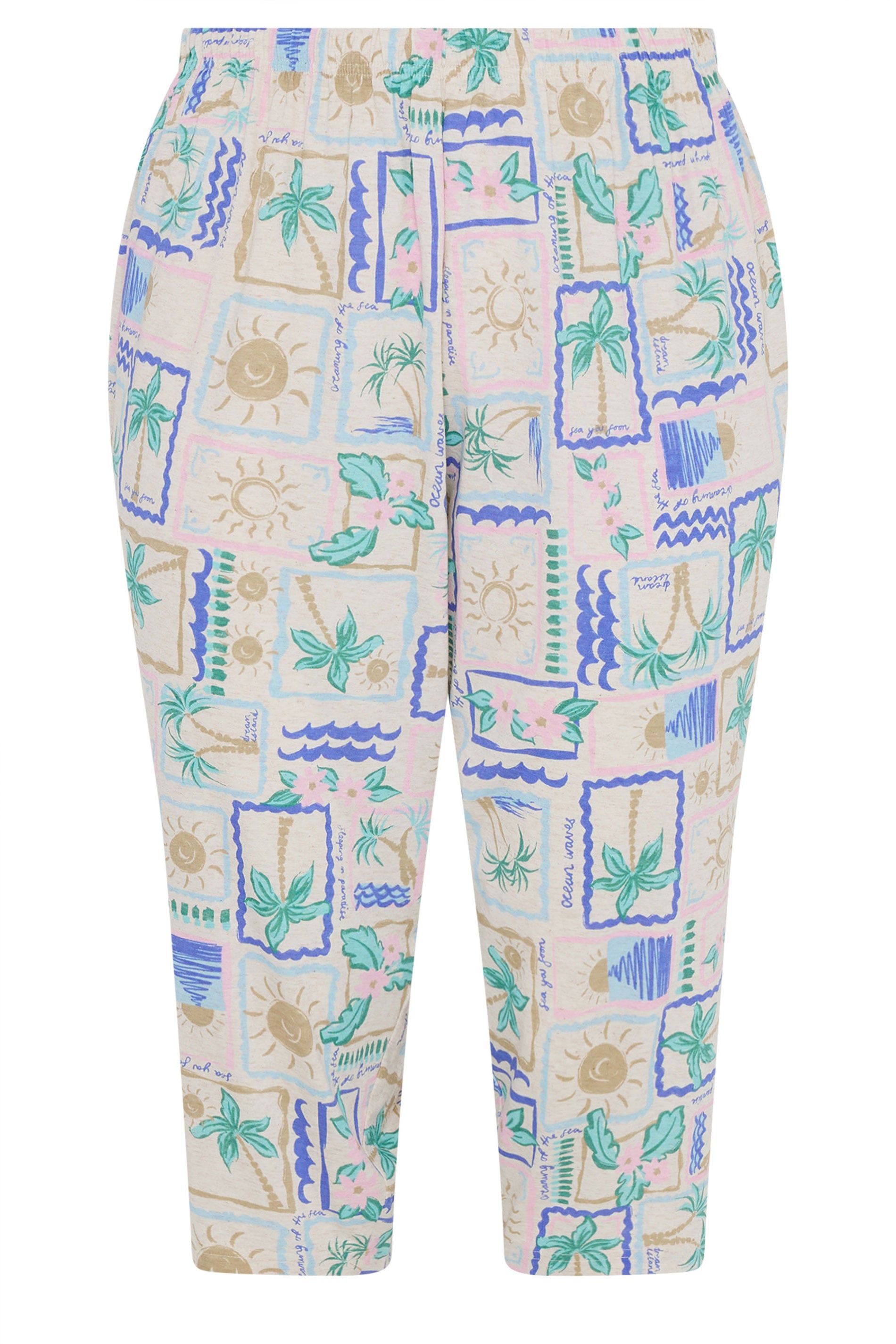 Yours Postcard Print Cropped Pyjama Bottoms