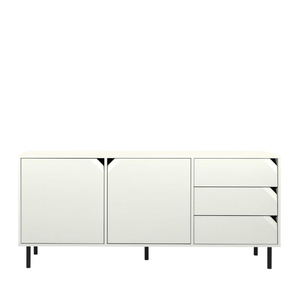 CORNER - Buffet 2 portes 3 tiroirs en bois L177cm blanc cassé
