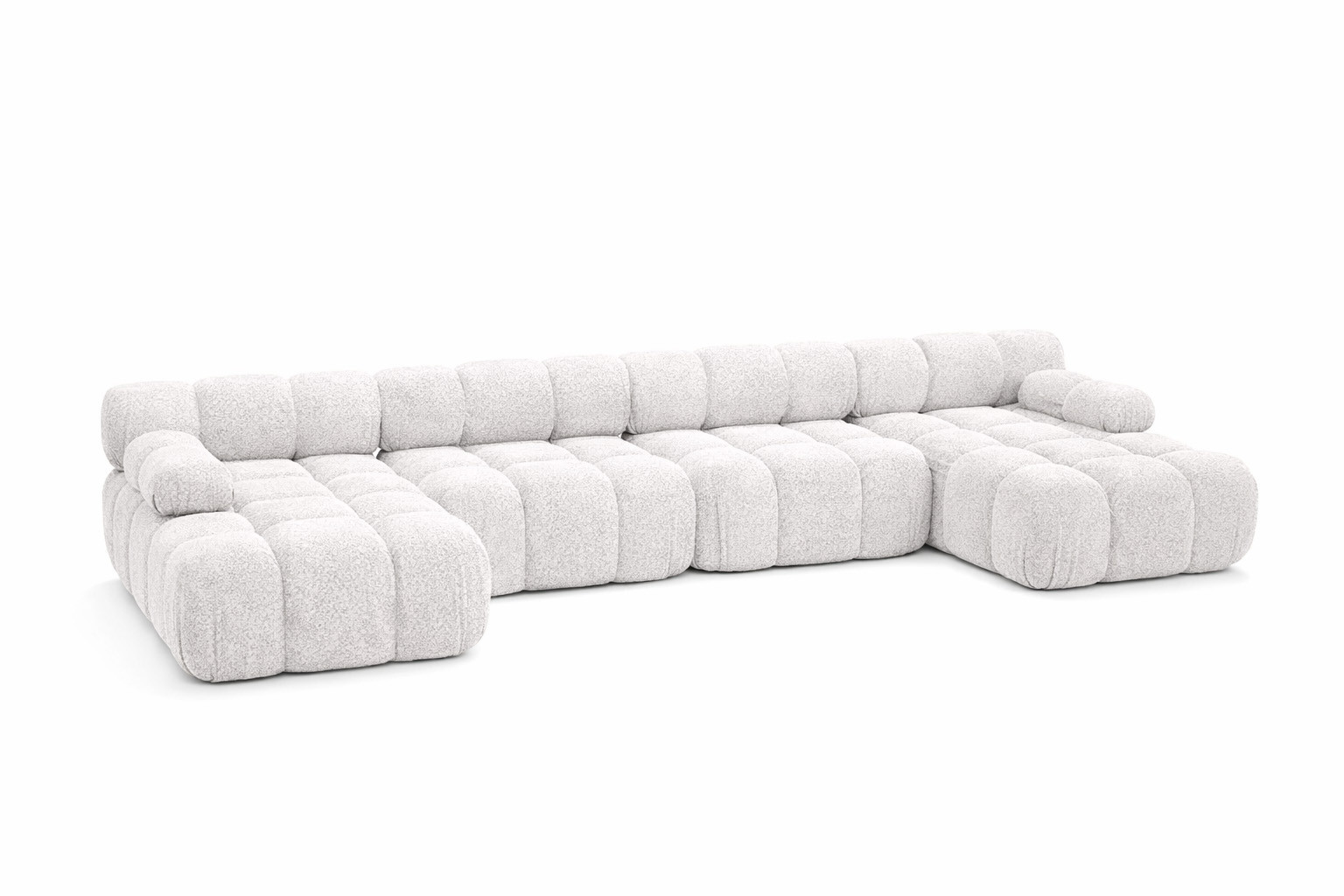 Narożnik modułowy w kształcie U XL, bukla Abriamo, Ecru, Selia U XL