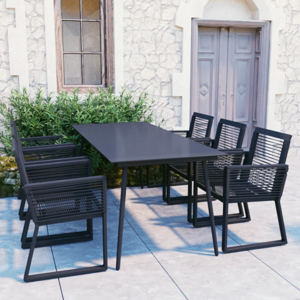 Zestaw mebli ogrodowych Czarny 190 cm table length PVC vidaXL