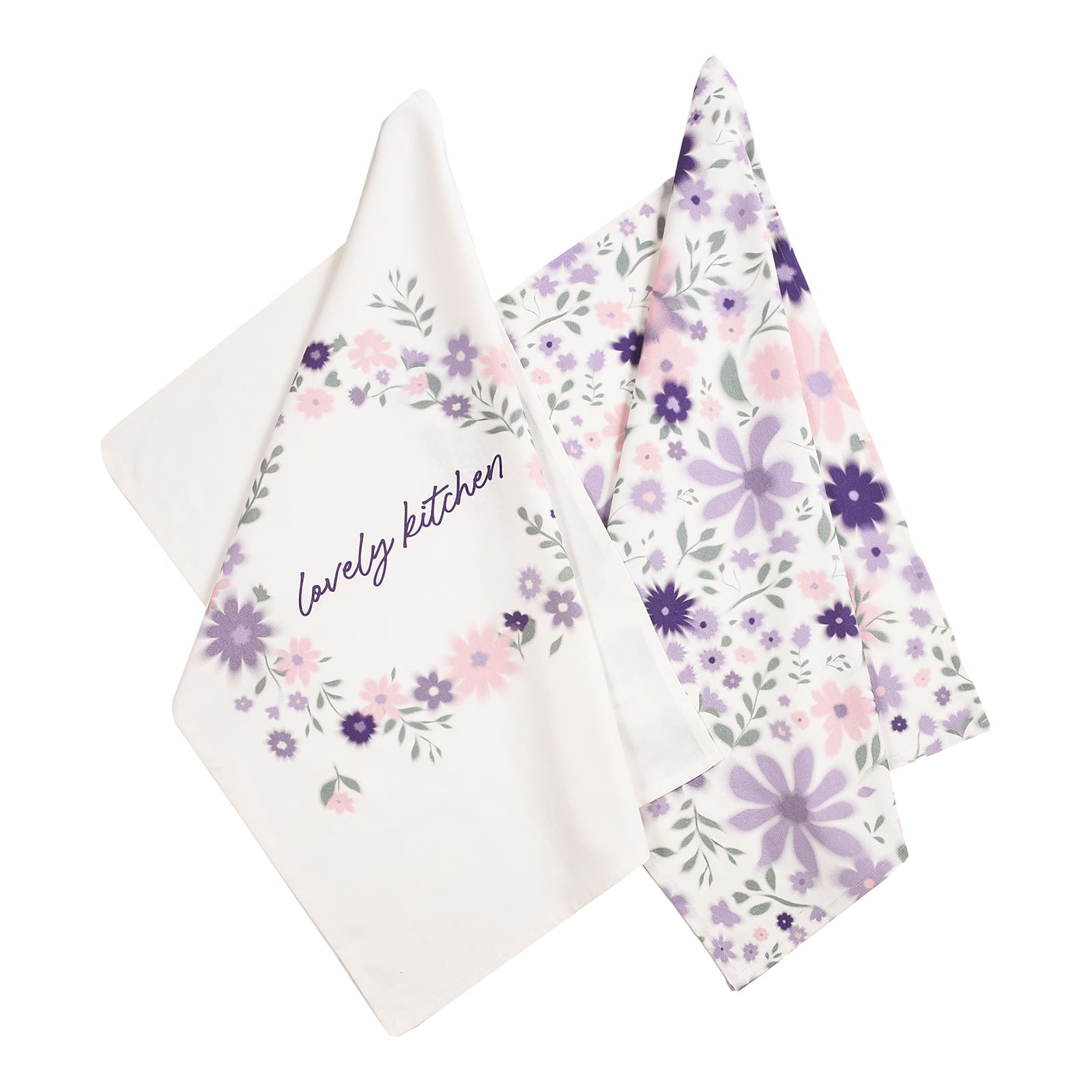 Geschirrtuch-Set Flora Violett,L 700 x B 500 mm, 2 -tlg.