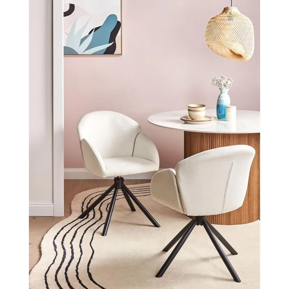 MAYBEE - Set van 2 eetkamerstoelen - Gebroken wit - Polyester