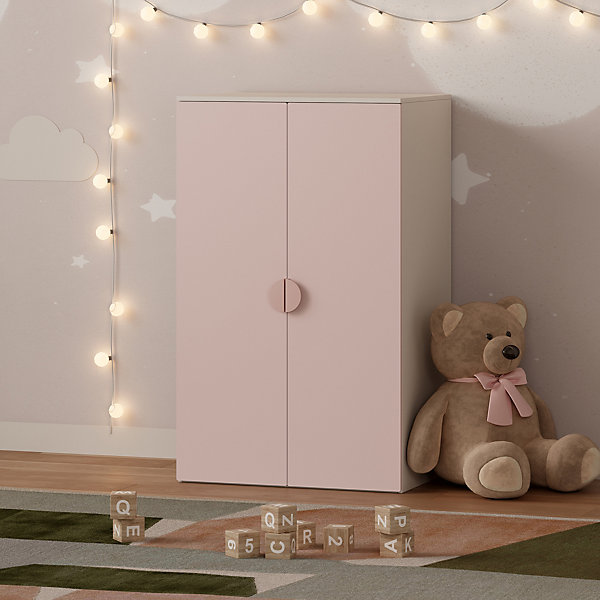 Armoire pour enfants Sandnes 123 x 60 x 40 cm blanc rose en.casa