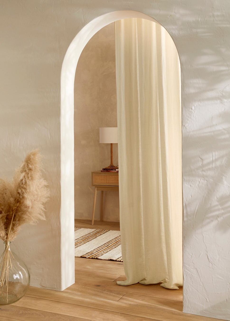 RIDEAU EN LIN UNI ÉPAIS ET TEXTURÉ BLANC