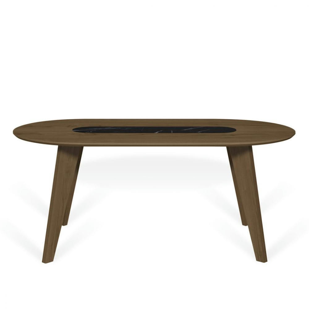 LAGO - Table  placage noyer et marbre blanc