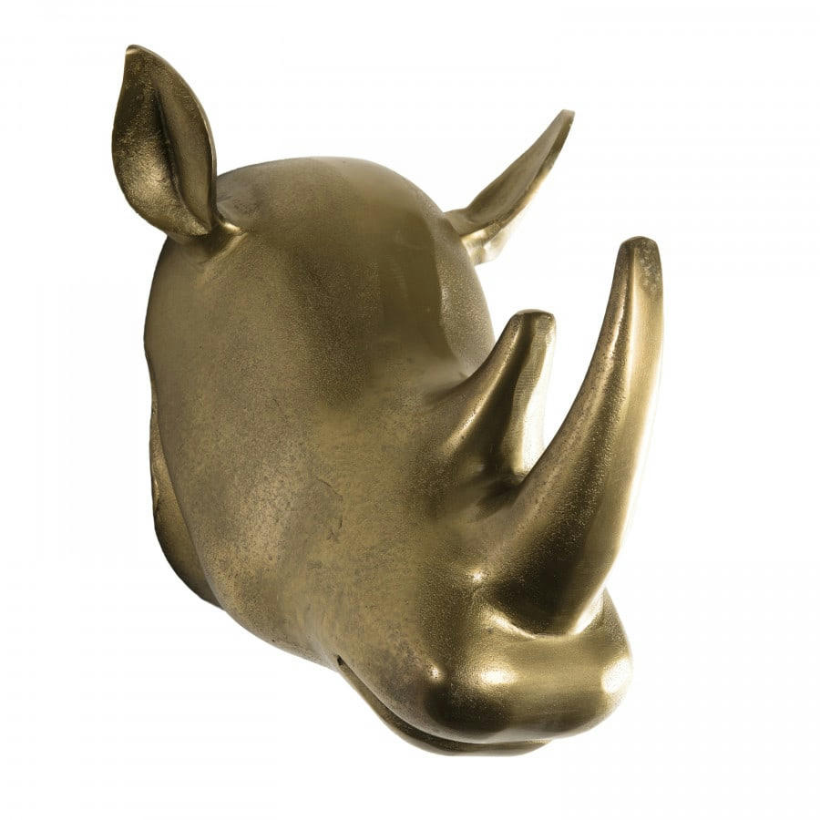 JONAS - Décoration sculpture rhinoceros aluminium doré