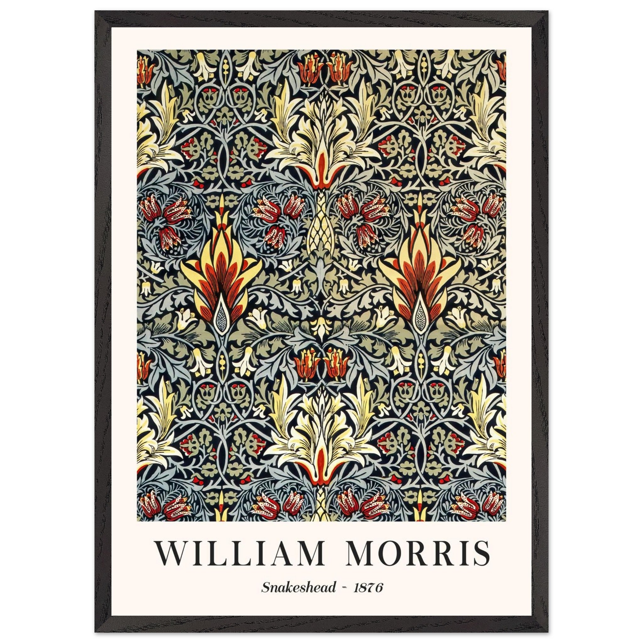 Artfulprints Poster met Lijst William Morris - Snakeshead 1876  - A4 21x29.7 cm - Blauw