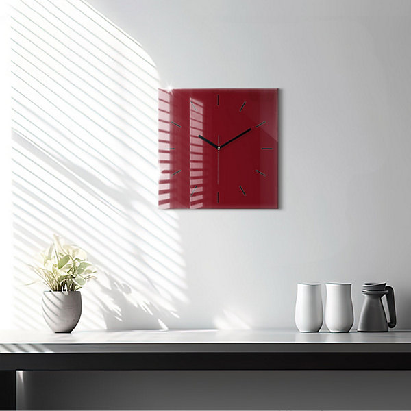 Horloge murale Wallfluent 30x30 cm Aiguilles noires Bordeaux 1 pcs
