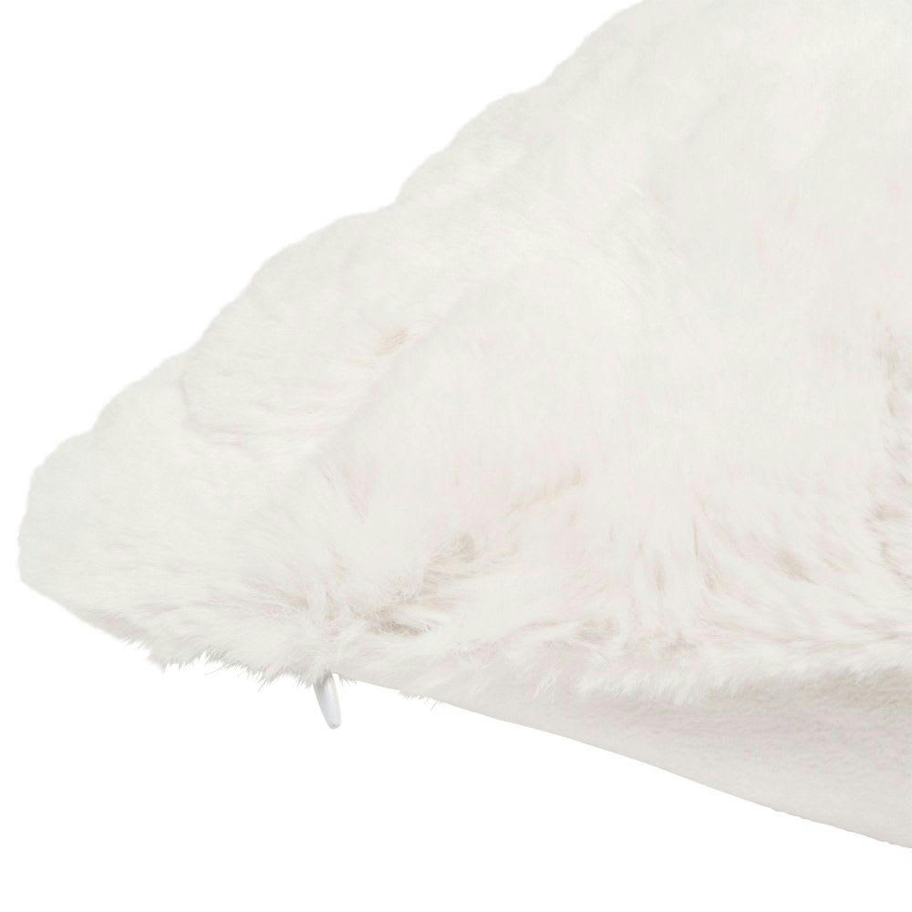 ANASTASIE - Coussin imitation fourrure blanche 45x45