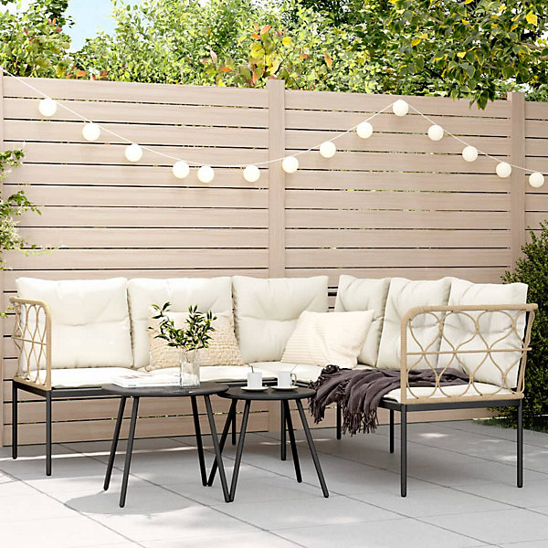 Canapé de jardin avec coussins forme de L noir acier textilène vidaXL