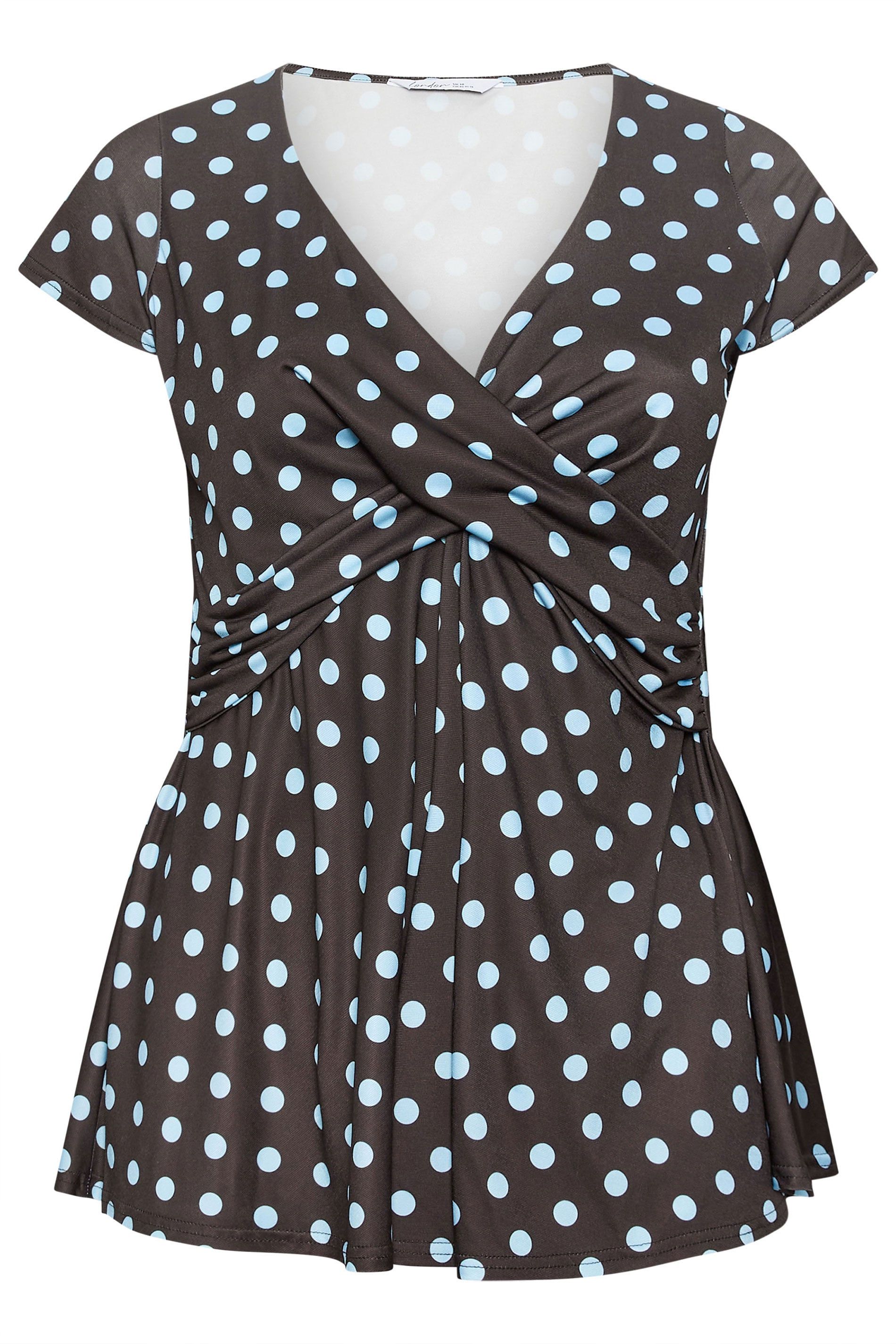 Yours Polka Dot Wrap Front Top