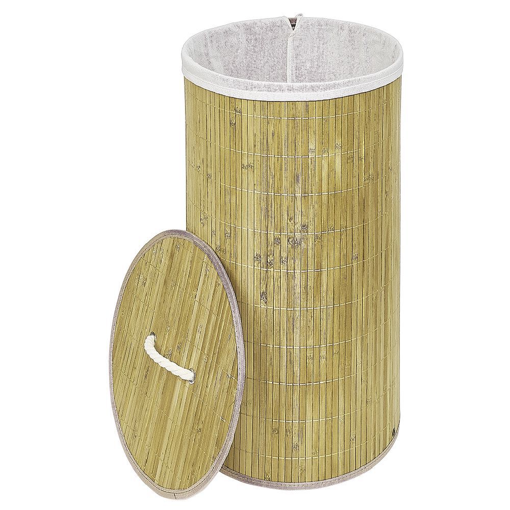 Coffre à linge rond en bambou 57L