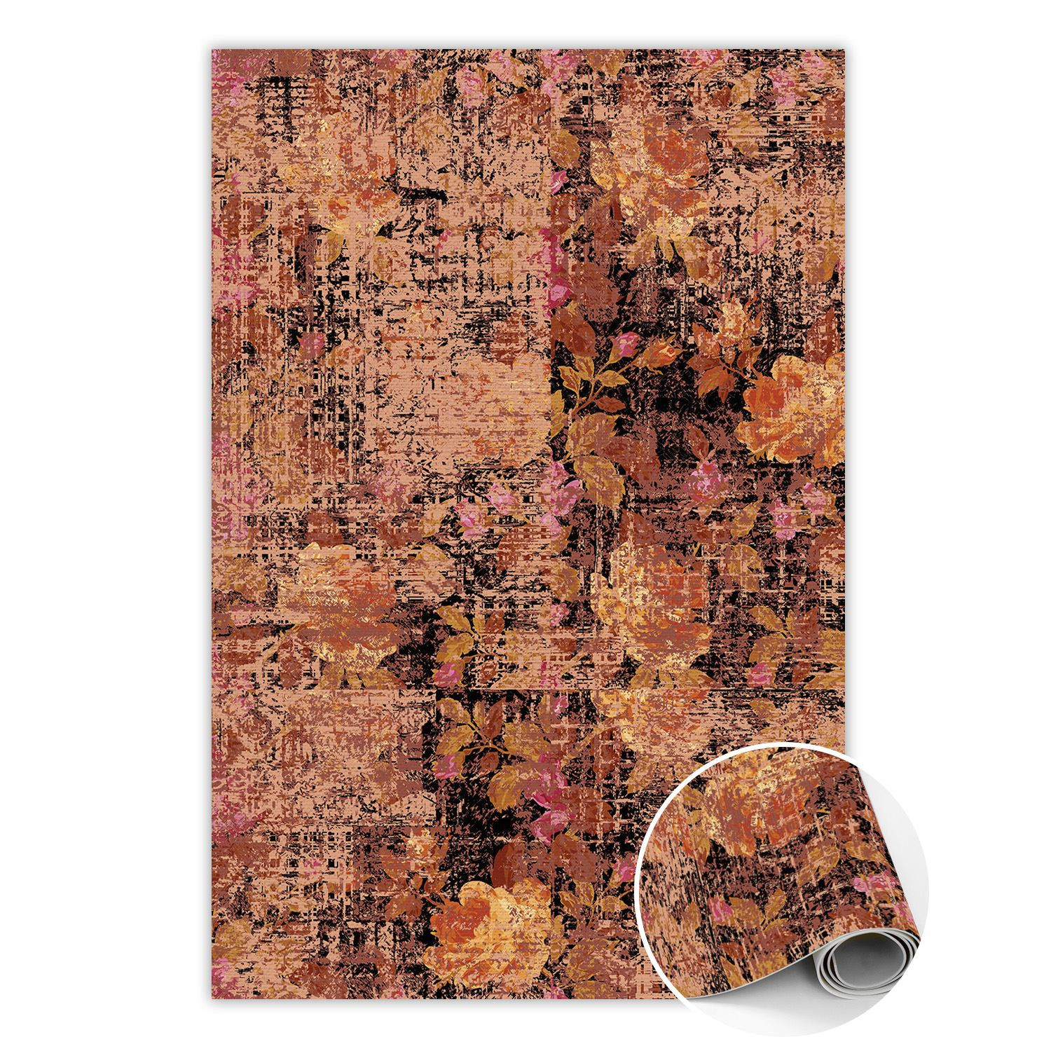 Modny winylowy dywan wewnętrzny 60x90 cm - vintage kwiaty