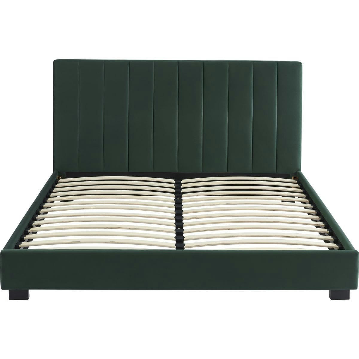 WILLIAM - Lit adulte avec tête de lit capitonnée en velours vert 160x200