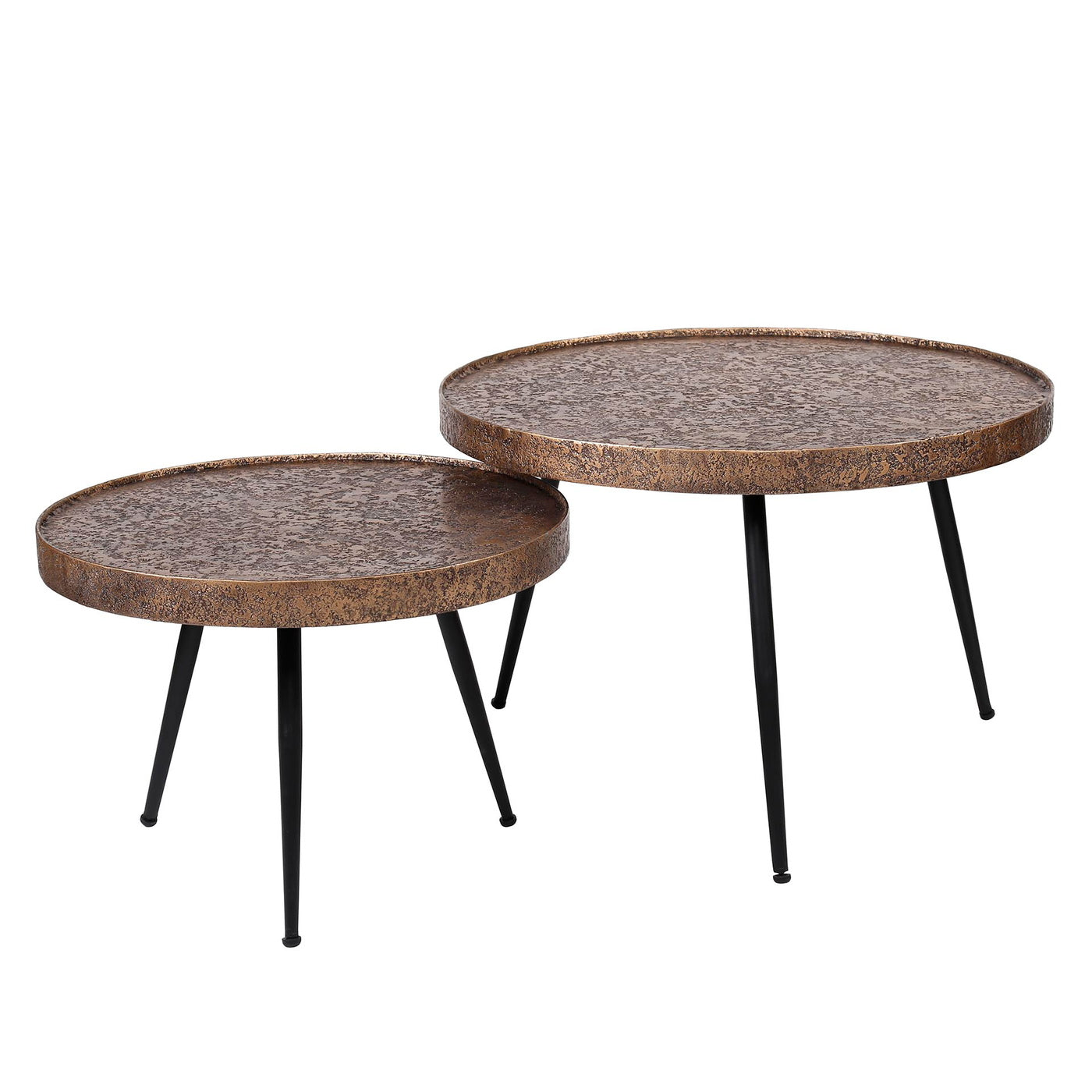 Giga Meubel Salontafel Metallic - Brons Metaal - Set van 2 - 74x74x50cm