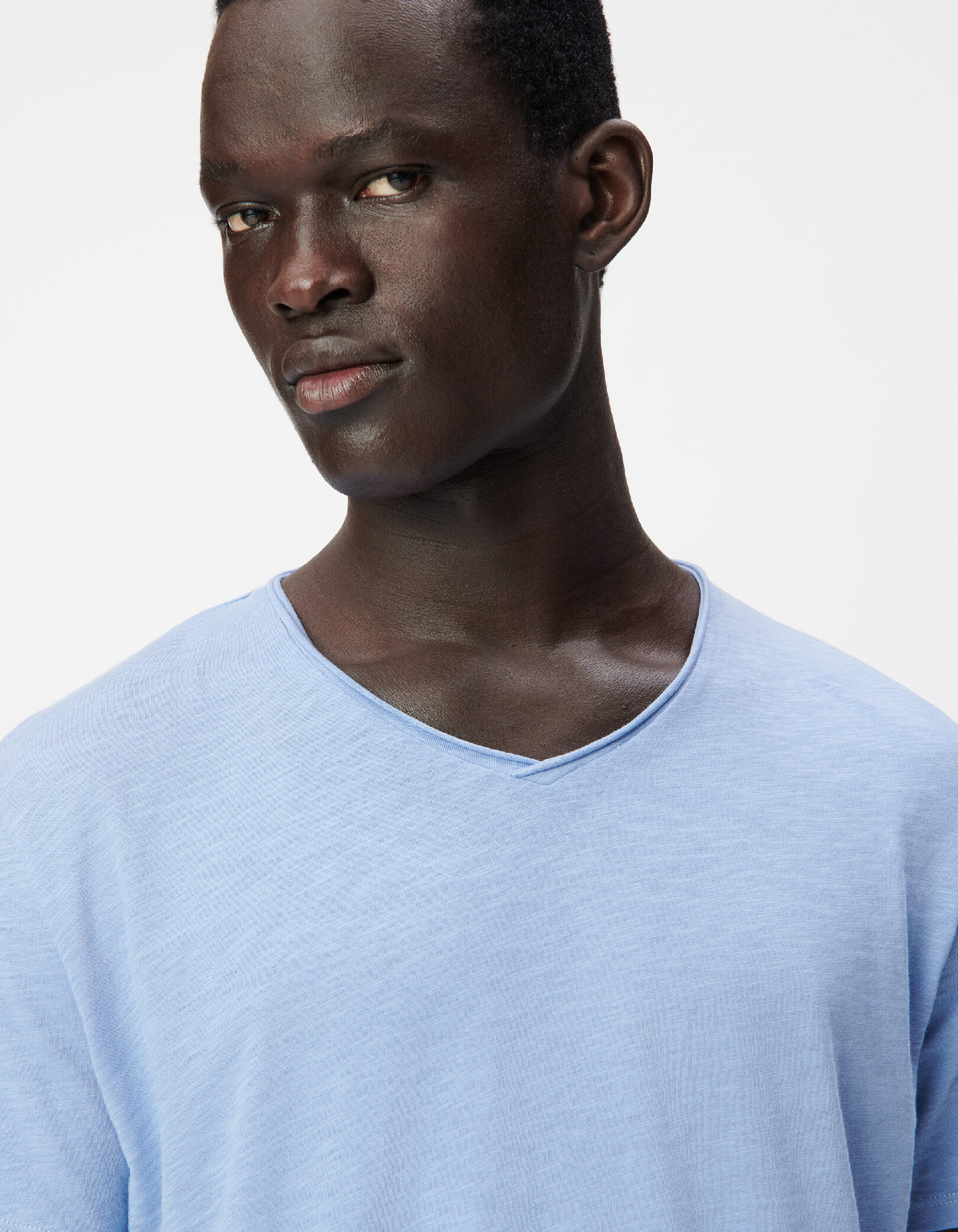 T-shirt encolure V parme coton bio flammé Homme