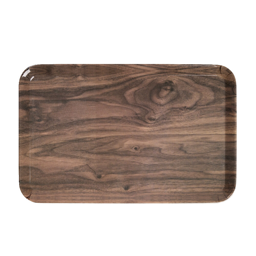 Plateau rectangulaire mélaminé effet bois naturel 19x30cm