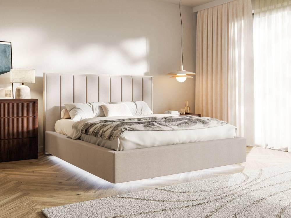 Bedframe Taavi chenille met opbergruimte en verlichting 160 x 200 cm