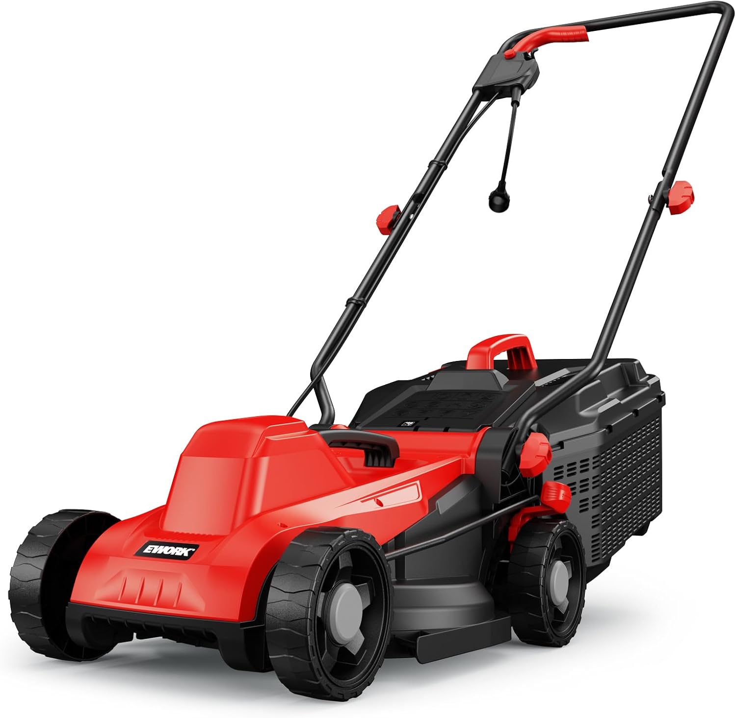 EWORK Corded Electric Lawn Mower 14-Inch, 11Amp Electric Push Mower with 30L Collection Bag, 4-Height Adjustment, Lightweight Lawnmower for Garden, Yard