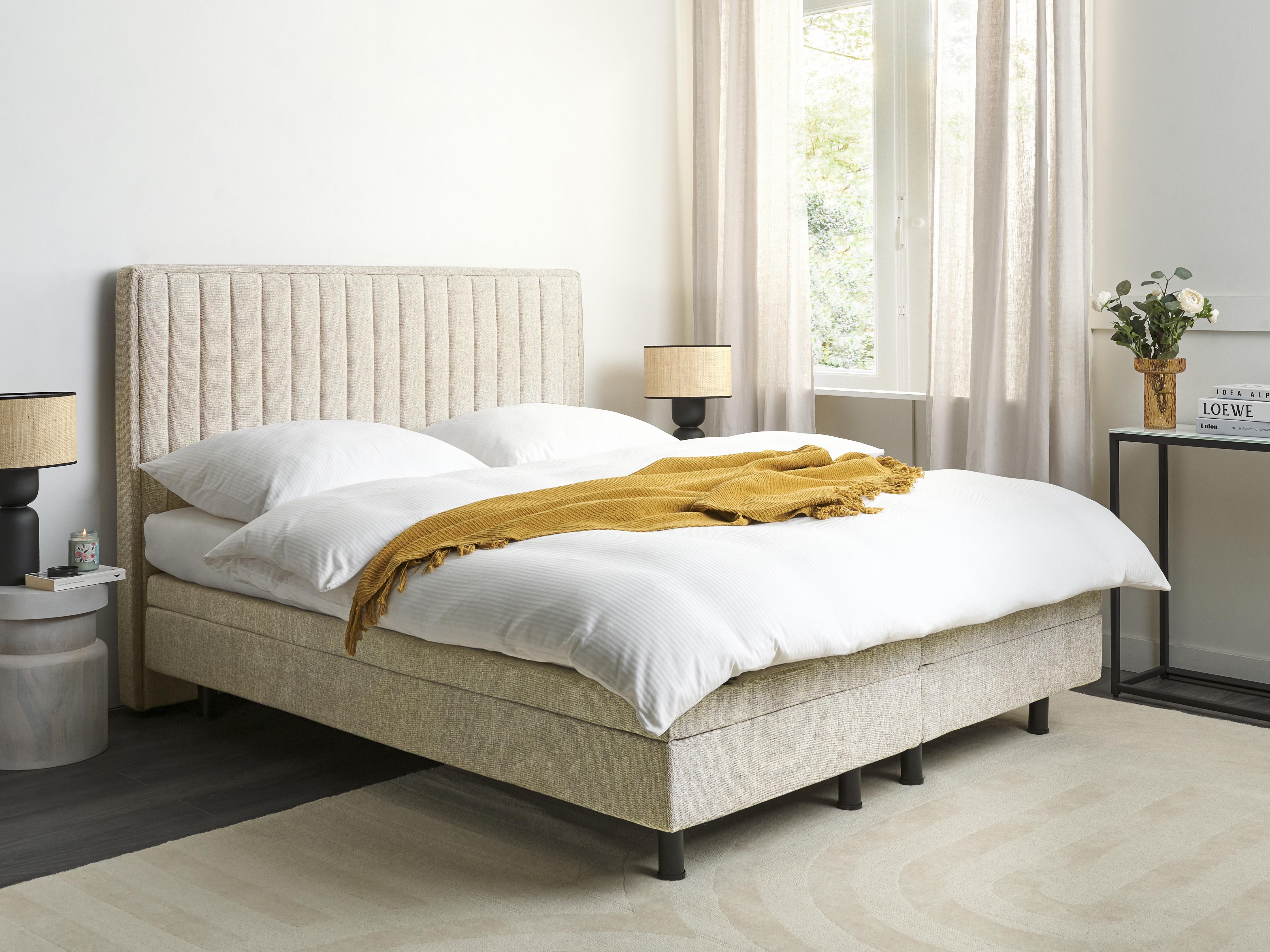 Adjustable Bed Fabric CASTELLAN 160 x 200 cm (EU King Size) Beige