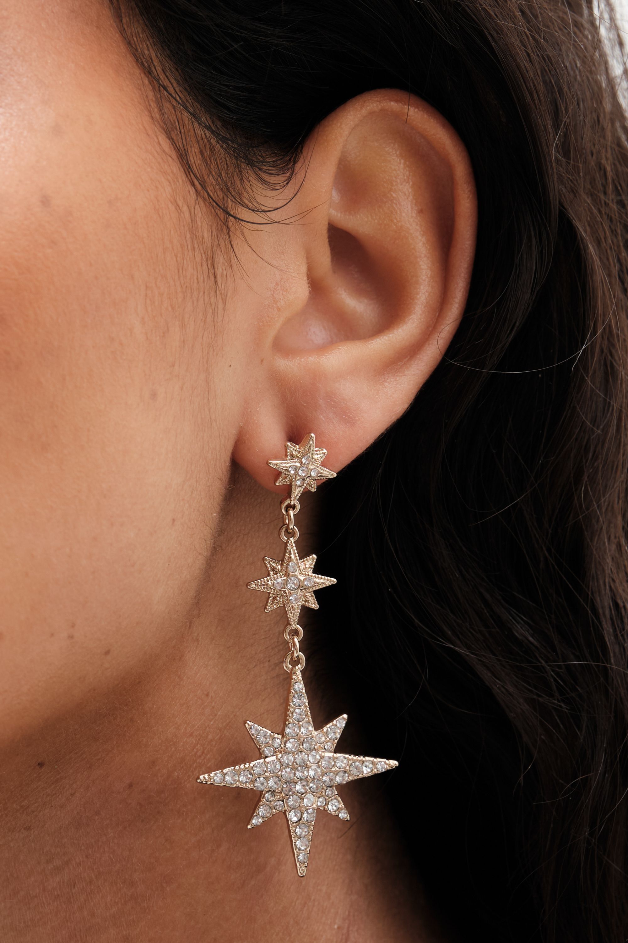 Mood Gold Crystal Celestial Drop Earrings