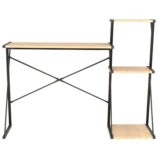 NNEVL Desk with Shelf Black and Oak 116x50x93 cm