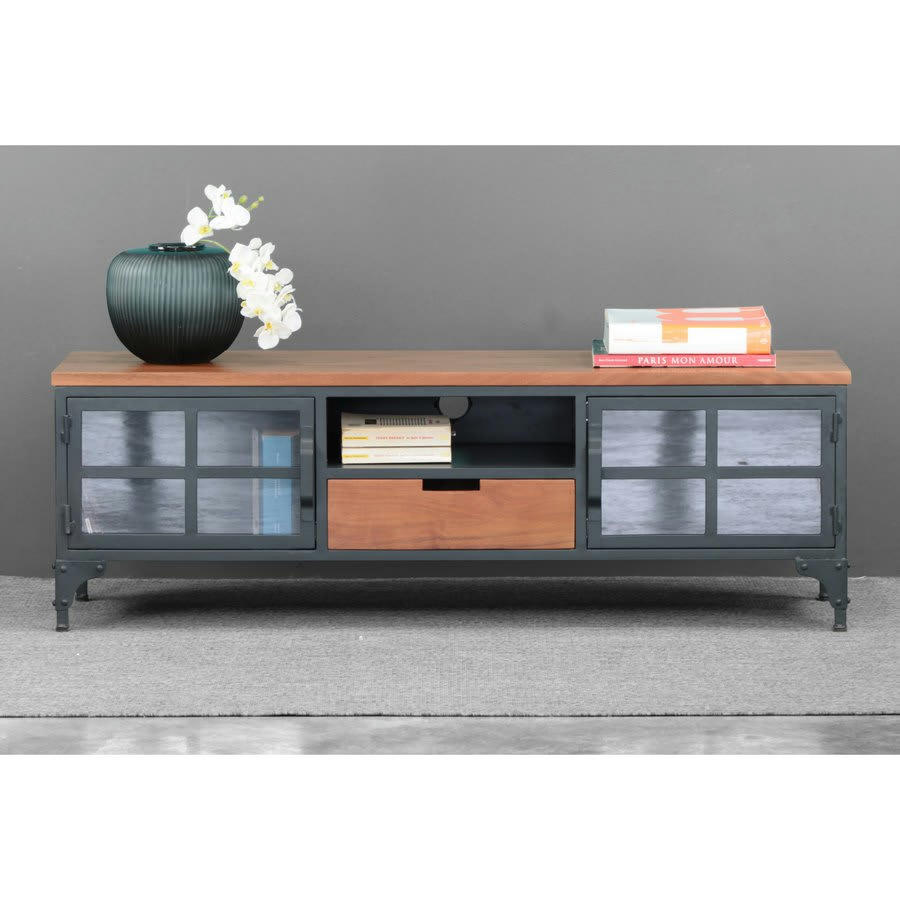 GARAGE - Meuble TV en métal et manguier