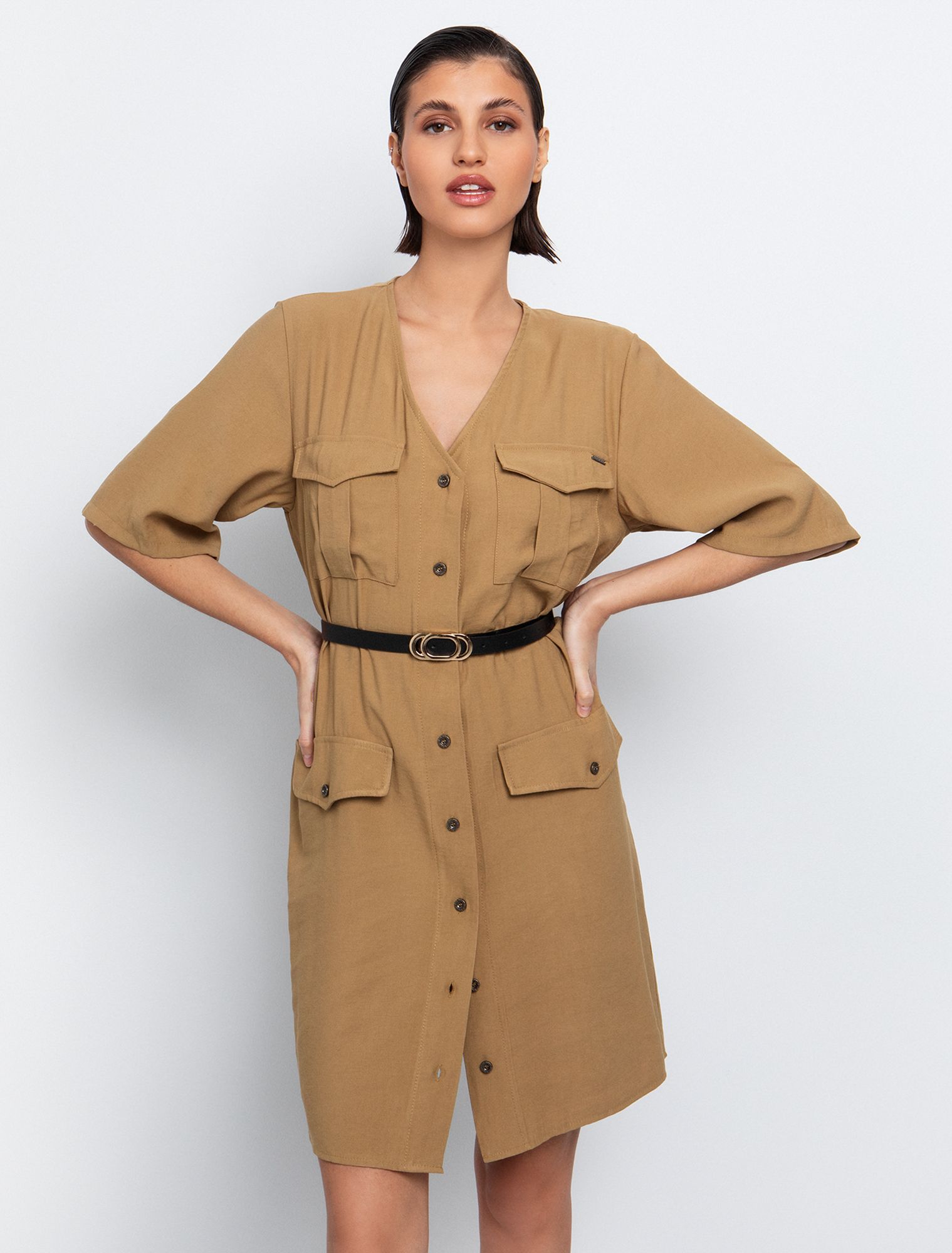 Military φόρεμα με ζώνη