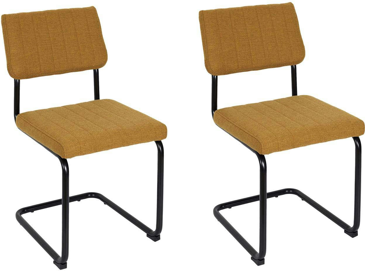 - Chaise en tissu et métal alban (lot de 2) jaune moutarde