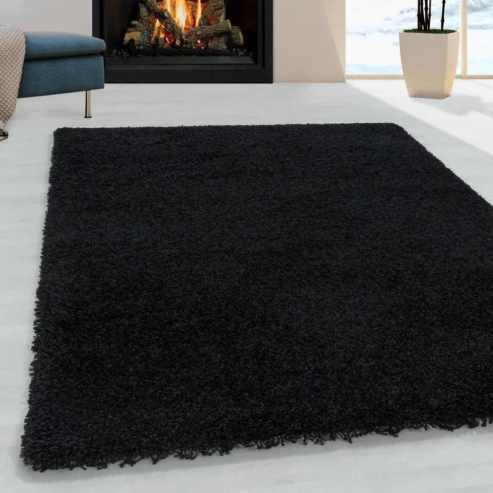 Monaco Soft Shaggy Hoogpolig Vloerkleed Black - 160x230 CM