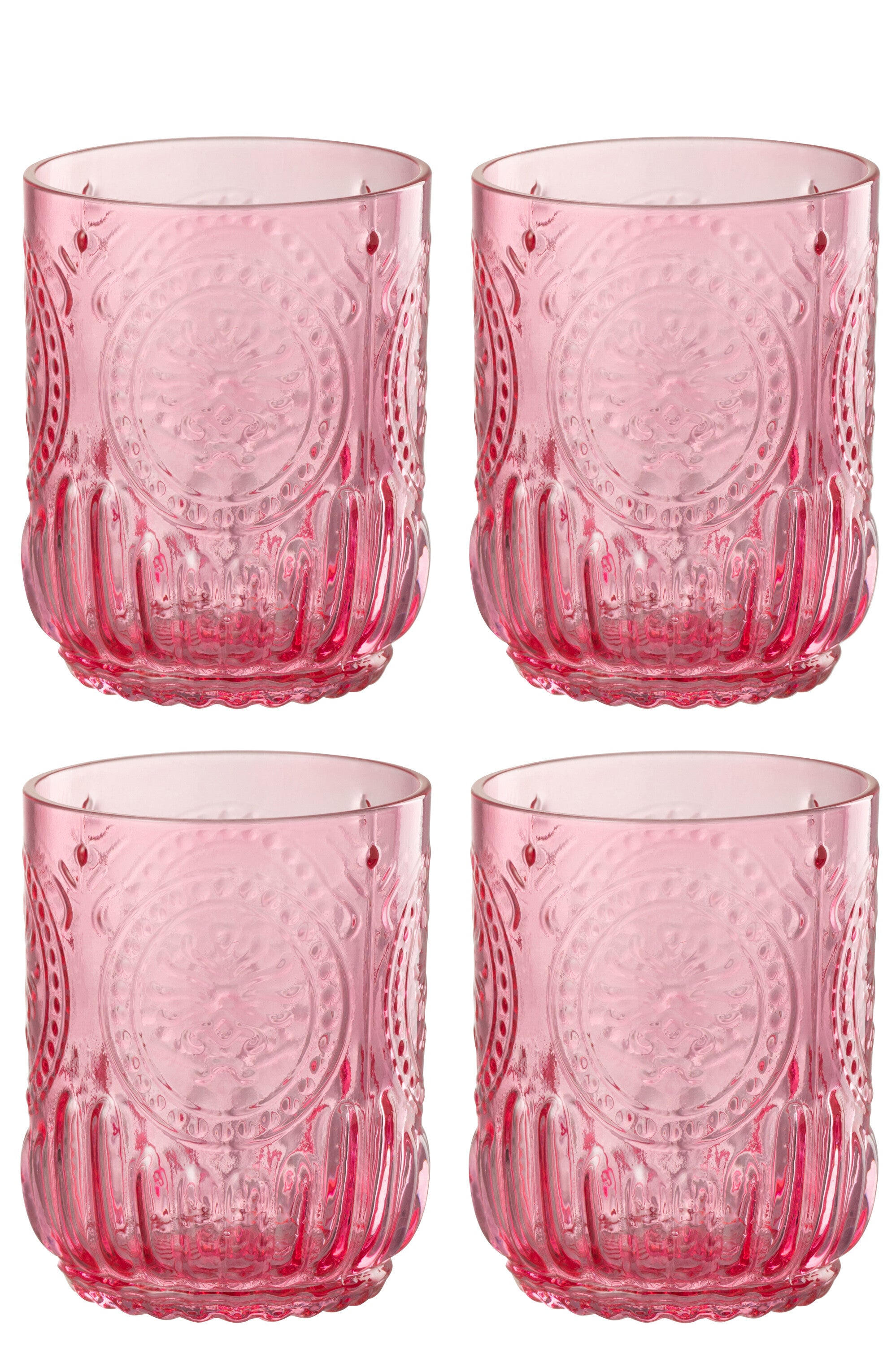 J-Line drinkglas Maya - glas - roze - giftbox van 4