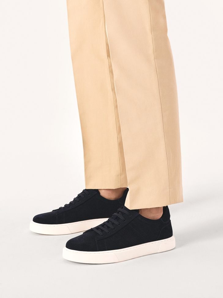 Navy blue suede sneakers