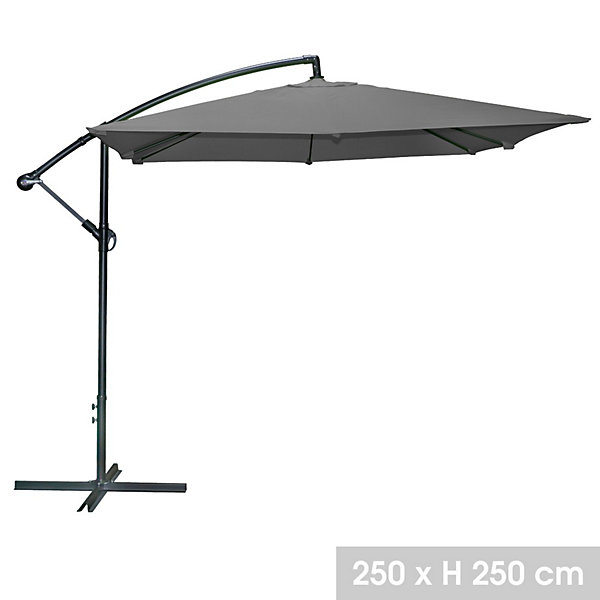 Parasol déporté carré gris anthracite 250x250x250 cmToile polyester 180 g/m² déperlante
