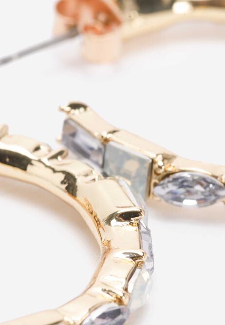 Womens Gold Jewel Embellished Hoop Earrings