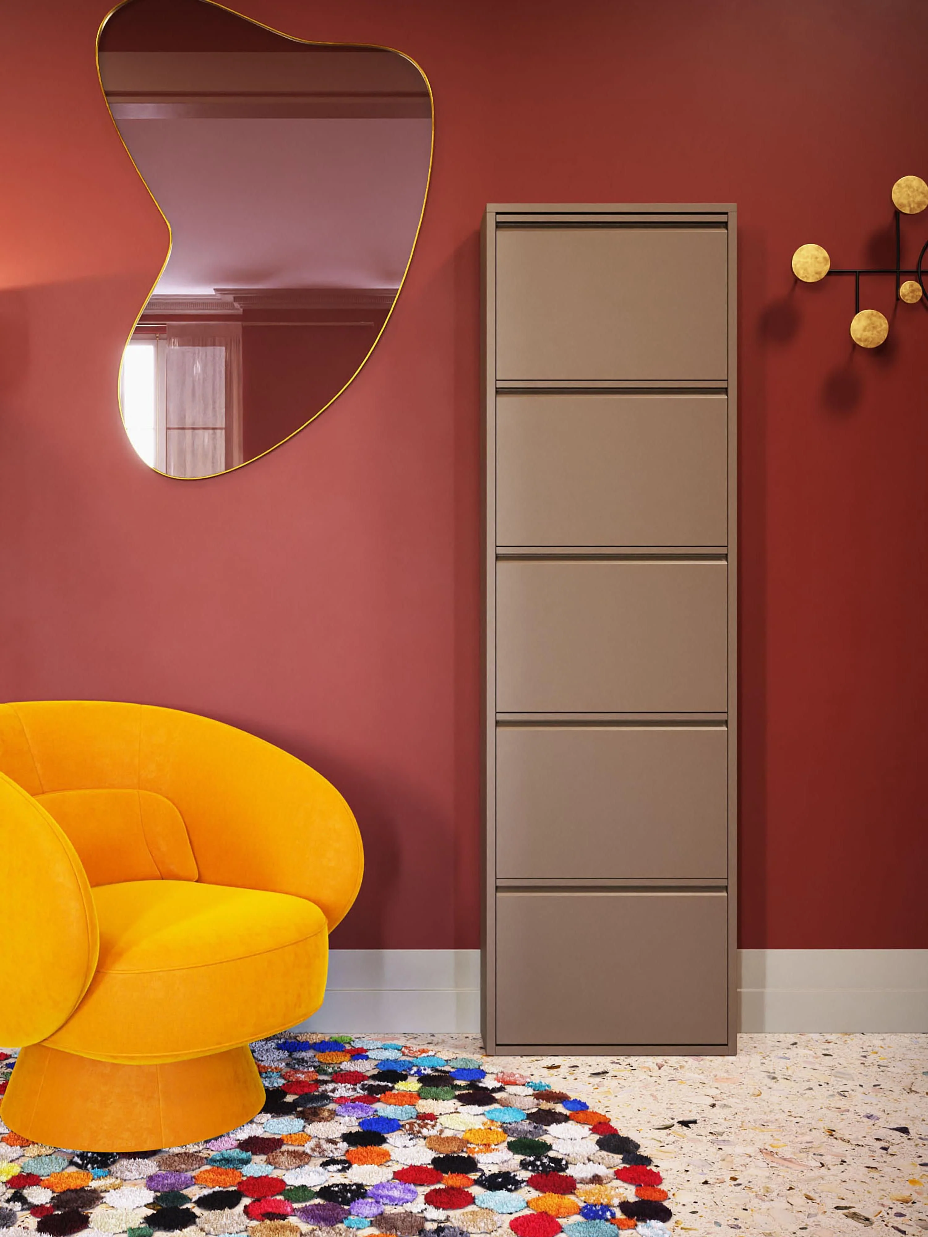Wand-Schuhschrank Caruso mit Klappfächern