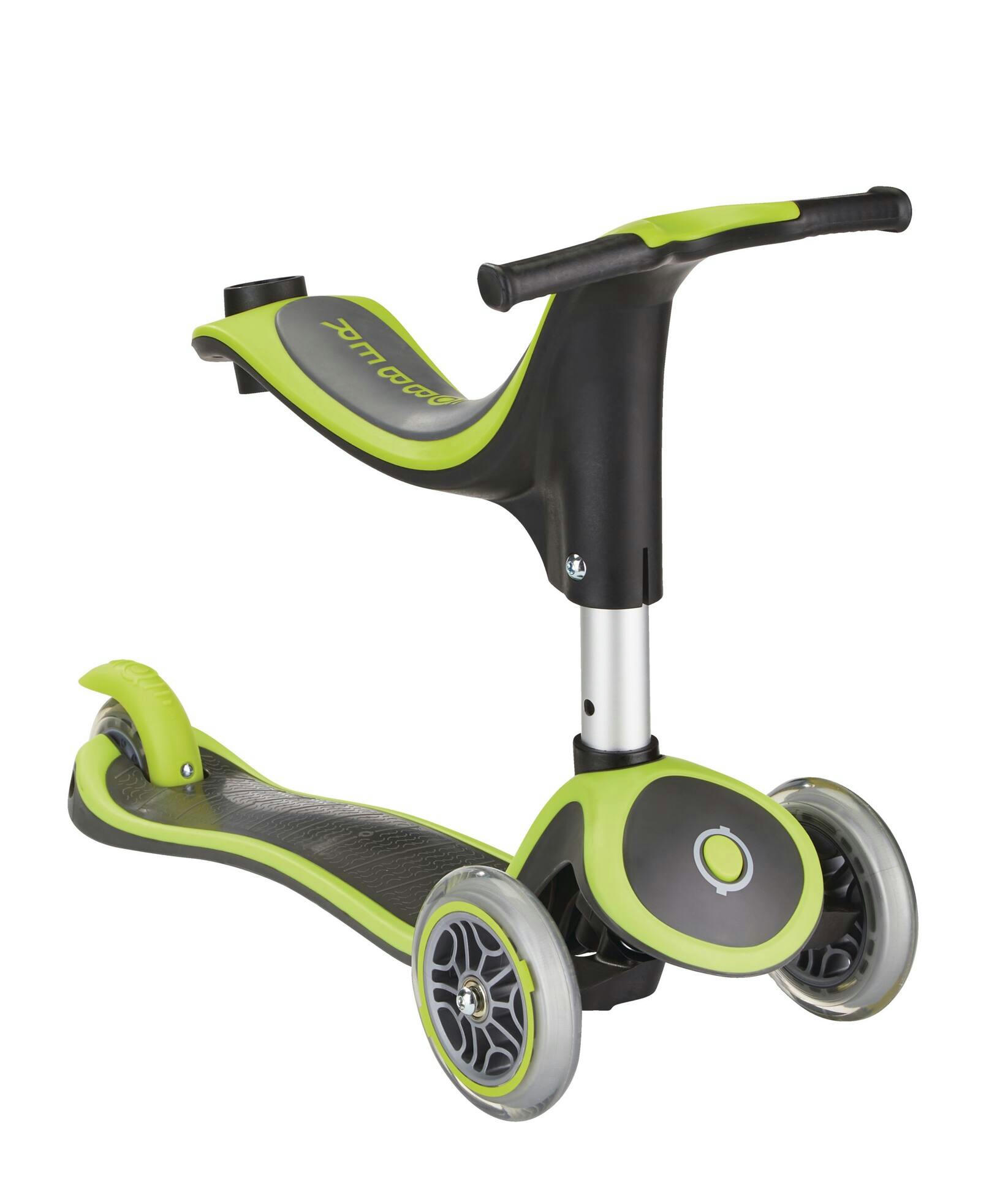 Globber Evo 4-in-1 Adjustable Convertible Kick Scooter, 3-Wheel, Toddler (1-5 Years), Lime/Green