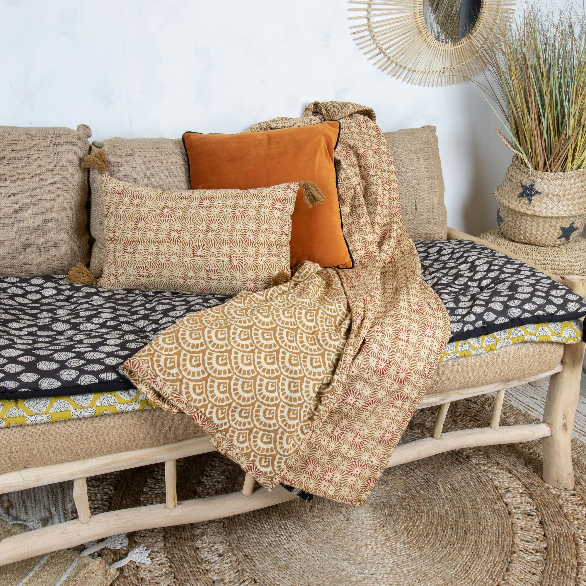 ASWINI - Courtepointe en coton camel 160cm