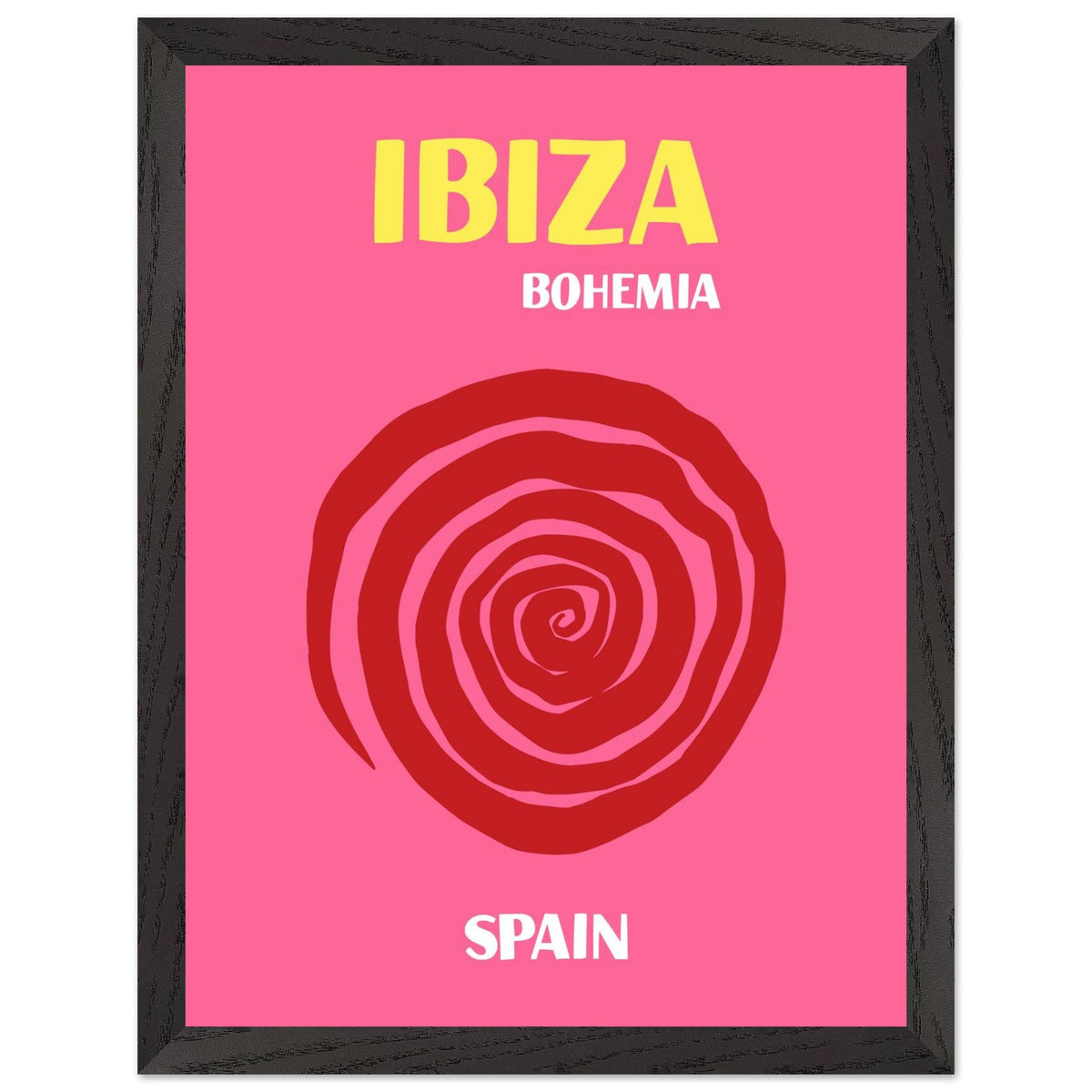 Artfulprints Poster met Lijst Spanje - Ibiza  - 30x40 cm - Roze