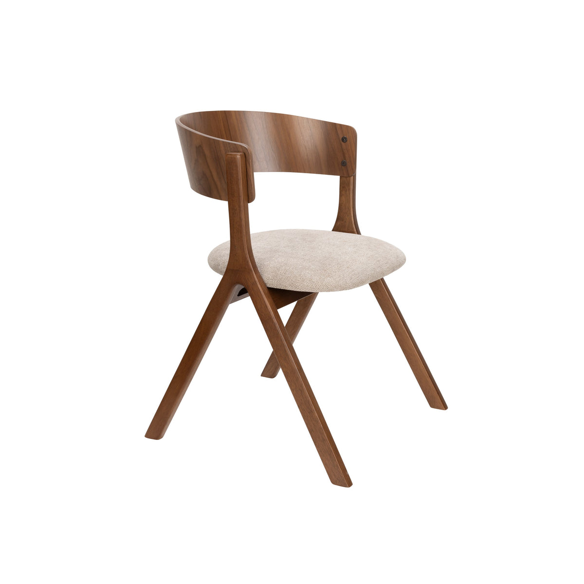 Dutchbone Bresso Eetkamerstoelen Walnoot/ Beige - Set van 2