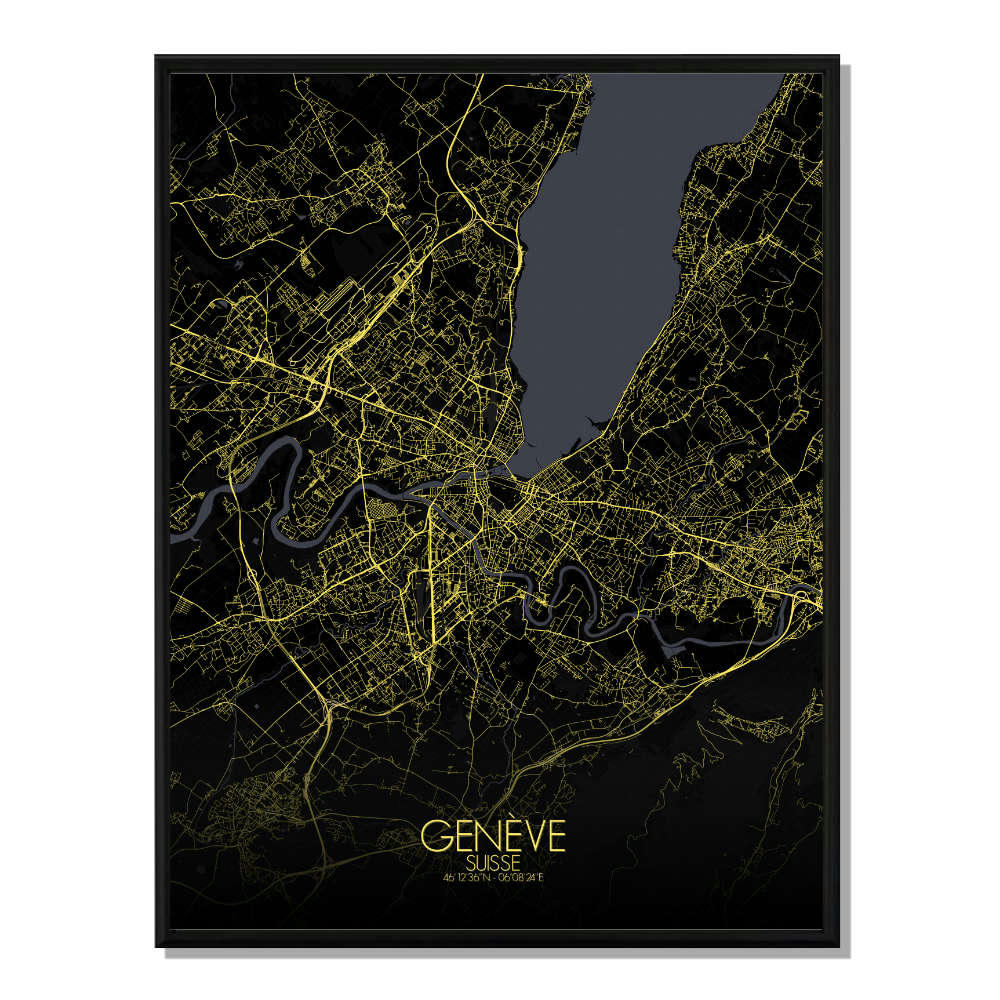 - Affiche Geneve Carte Nuit 40x50