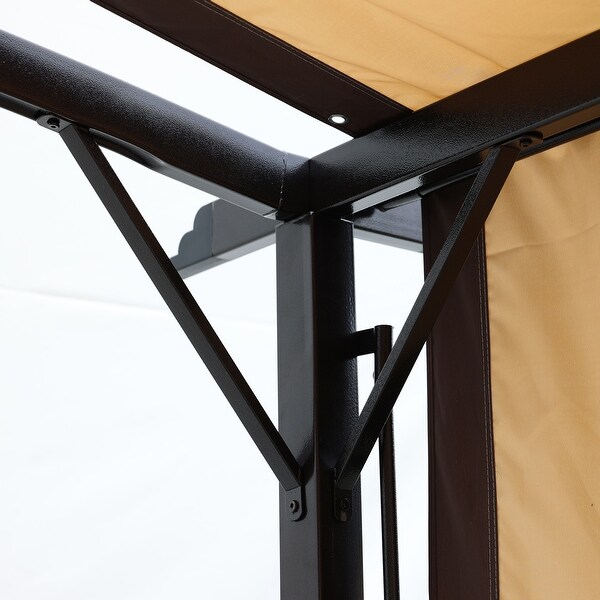 12 x 9ft Outdoor Pergola, Retractable Awning, Soft Top Steel Frame Grape Pergola for Garden & Patio & Backyard