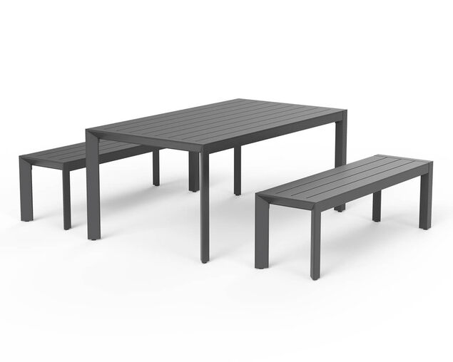 Jette 6 Seater Dining Bench Setting Bundle - Gunmetal Grey