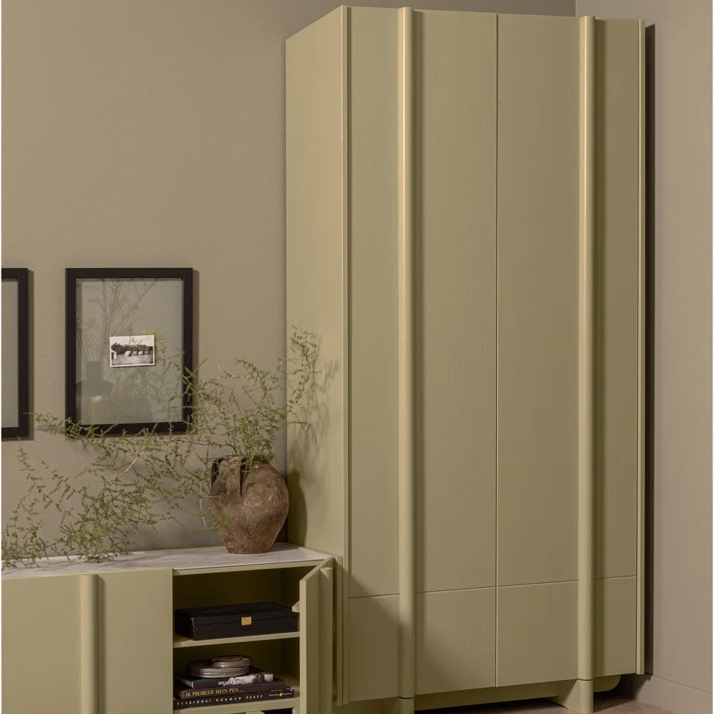 WOOOD Basu Hoge Opbergkast Grenenhout B 100 cm - Moss