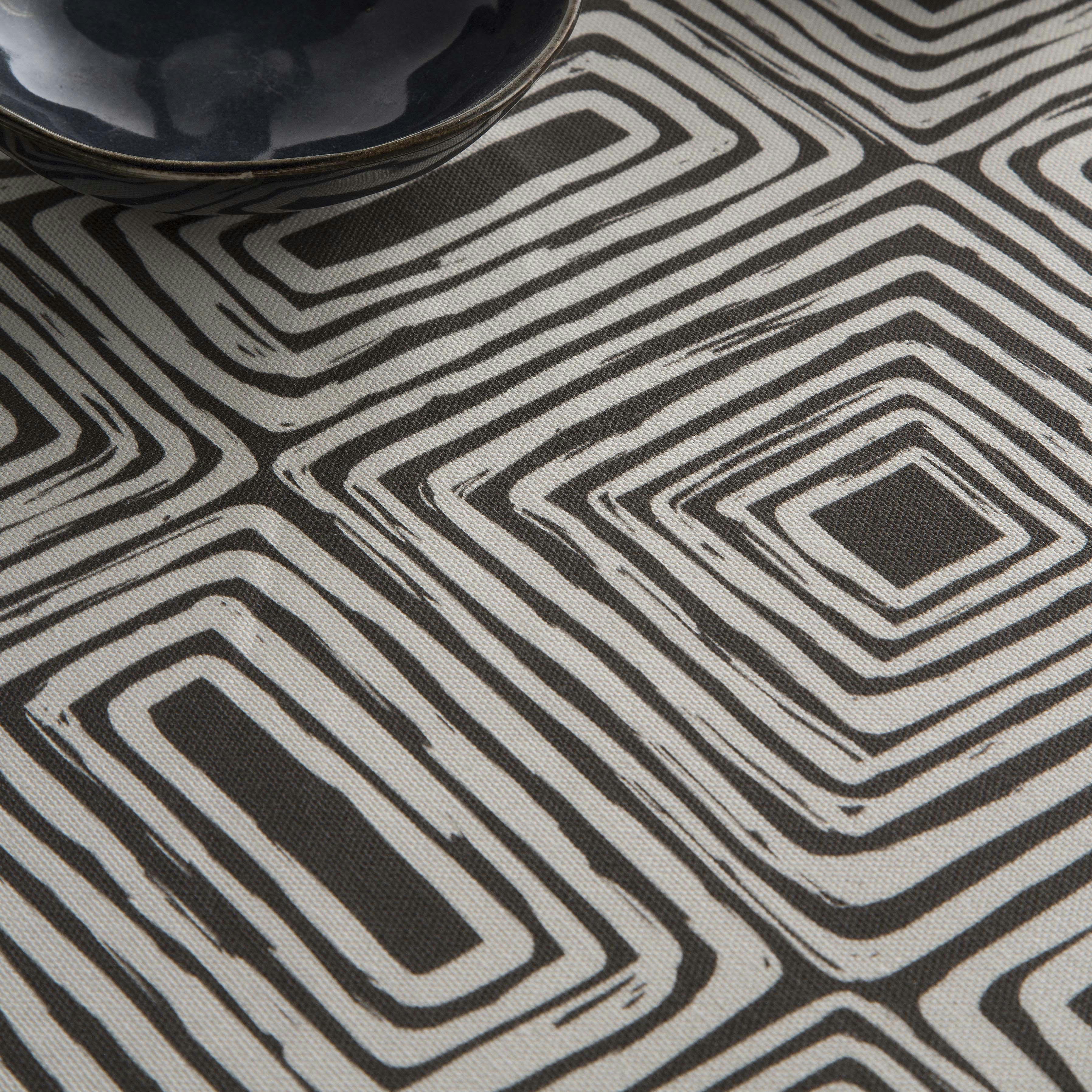 KENAI NEGRO - Nappe en coton biologique antitâche imprimée noir 140x300 cm